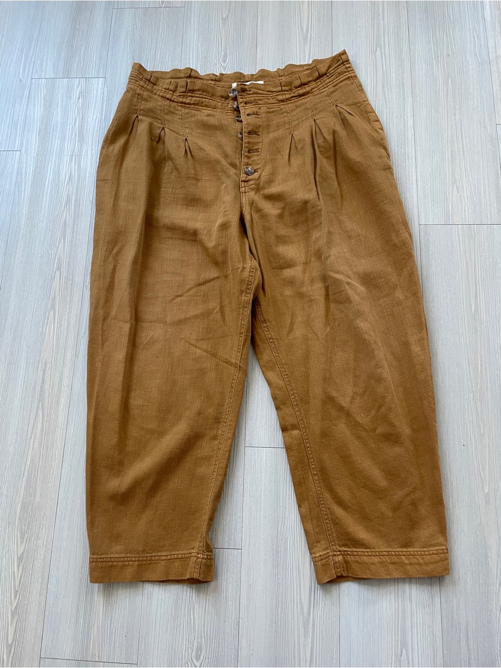 We The Free Pleated Baggy Pants in Camel Brown